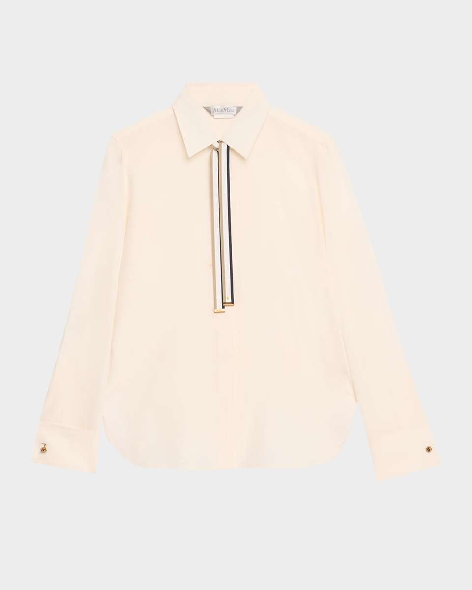 Apollo Neck-Tie Button Down Silk Blouse